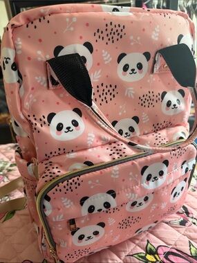 Kids Panda Print Backpack - Pink